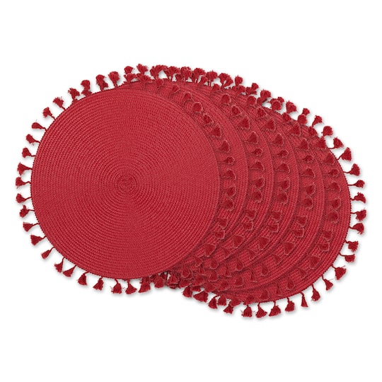 DII® Tassel Fringe Woven Round Placemats